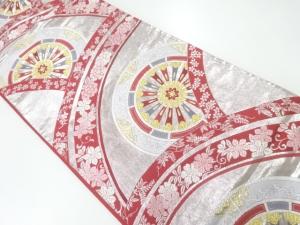 源氏車に草花模様織出し袋帯